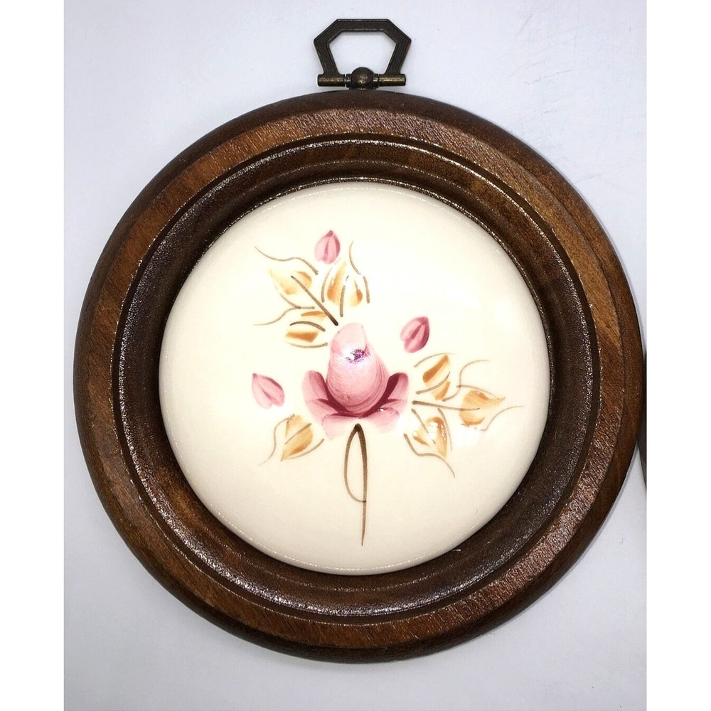 Vintage Set of 2 Homco Lasting Products Ceramic Wall Hanging Rose Hand Painted - Picture 3 of 12